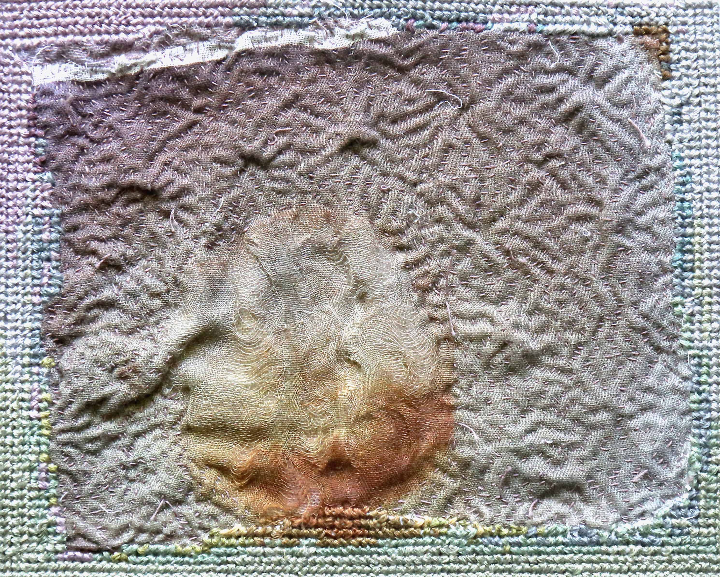 Just Looking II, 2012 [set of four] [5 x 6.5 inches - unframed] Materials: cotton voile, cotton floss, cotton-polyester thread Technique: photography, digital printing, tearing, layering,stitching, embroidery