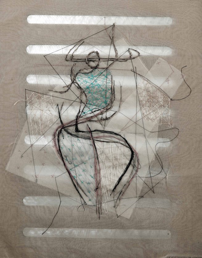 The Crosses I Must bear...[14 x 15.5 inches] rayon thread on slik organza, Embroidery 2008