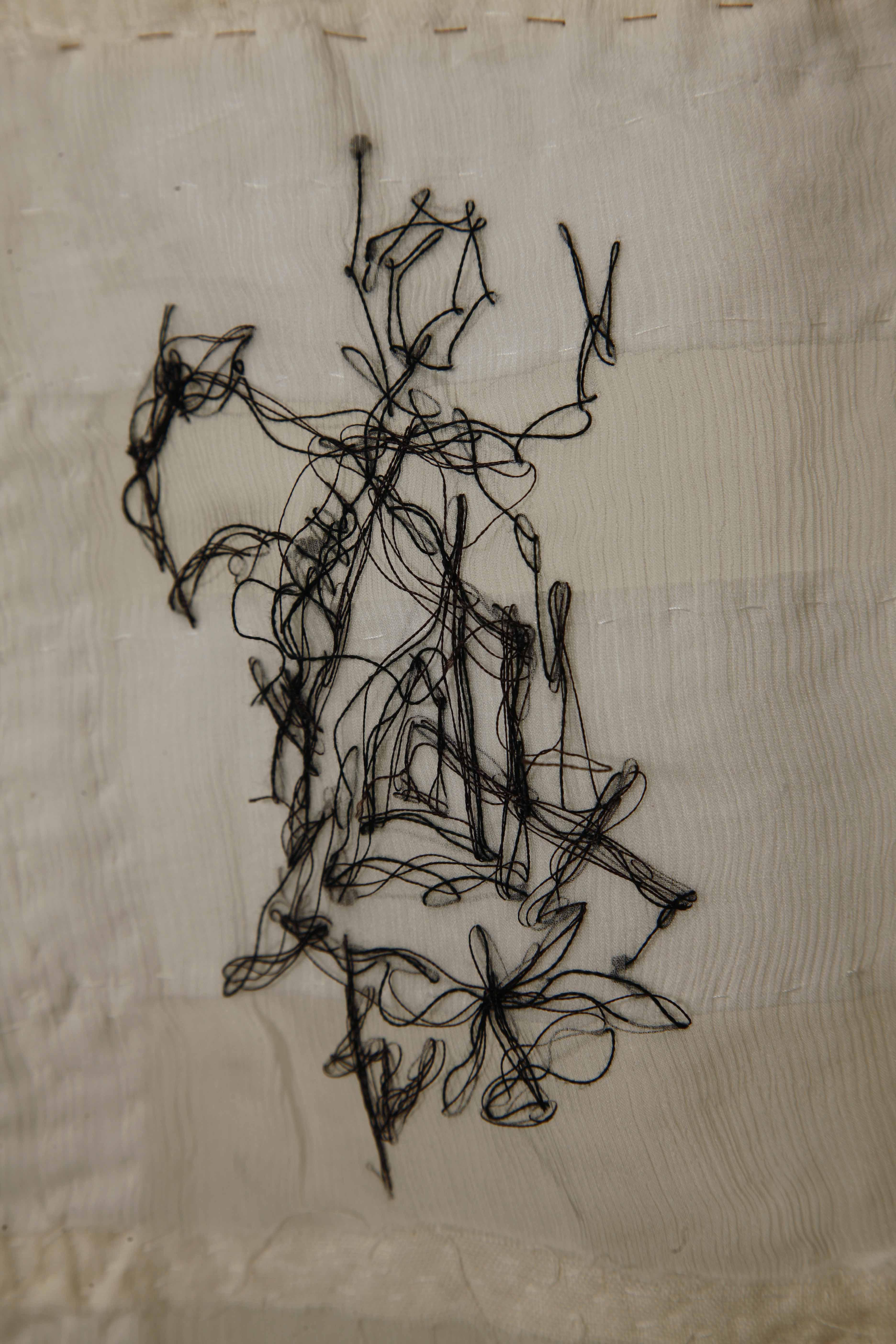 High Rises; Narrowing Windows of Perception...[2008] Cotton, cotton polyester, silk organza, silk chiffon Stitch/embroidery [29 x 32 inches]