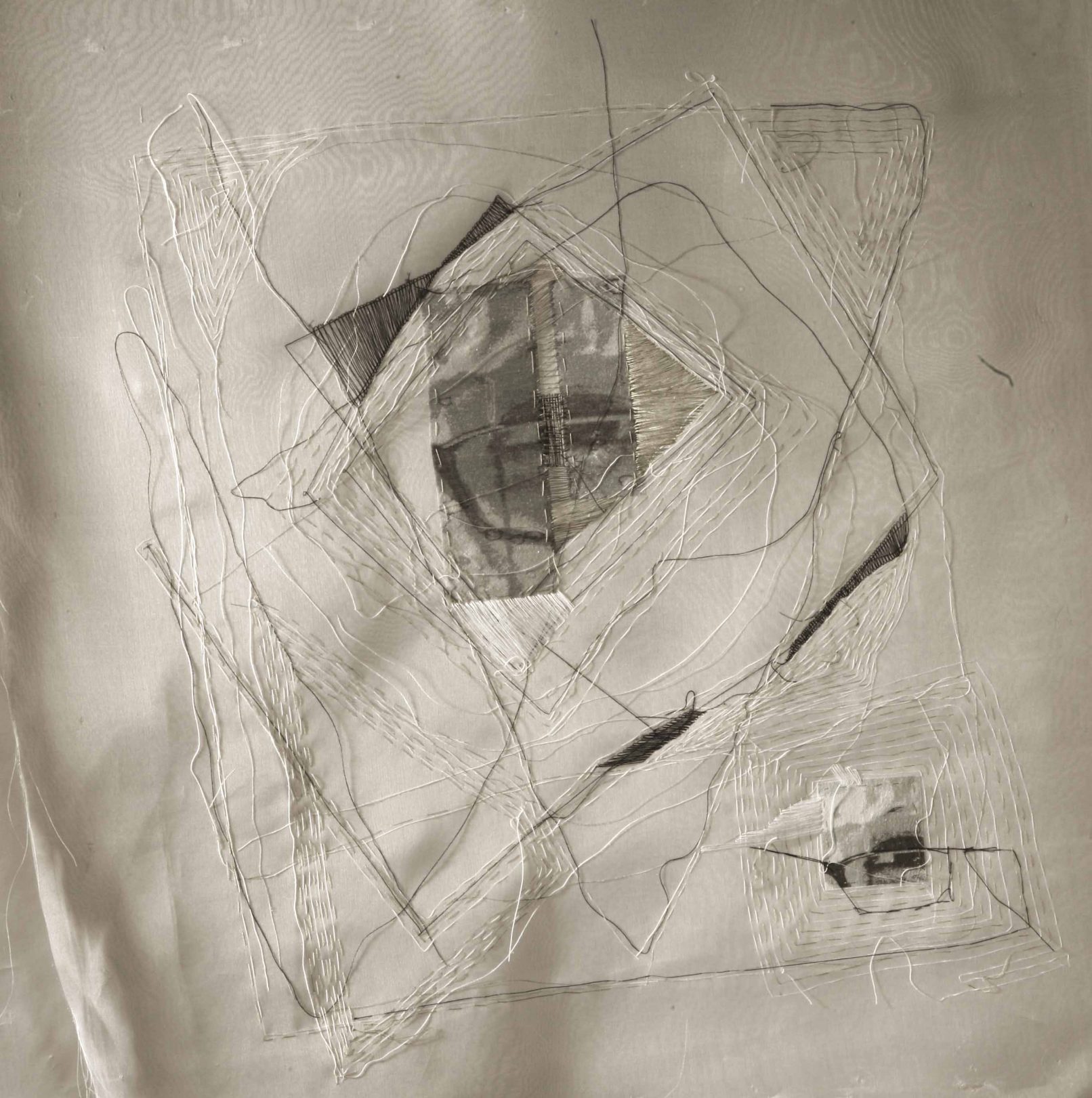 Streets of Confusion [2009] Polyester cotton, paper, silk organza Embroidery and digital printing [18 x 19 inches]