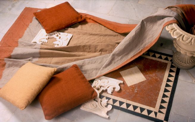 Double Ikat cotton bedspread; made in Koyyalaguddem.