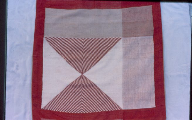 Cushion cover 30"x30" woven as a single piece on loom, Natural dye; Aal (madder) and tea leaves.