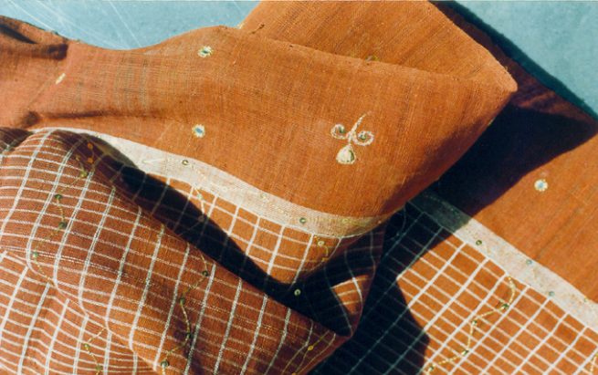 Traditional design & fabric (Cotton) embroidered with gold thread and sequins adding a contemporary touch.